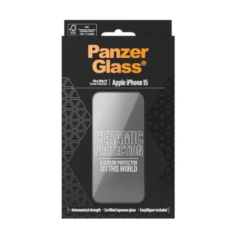 PanzerGlass Ceramic Protection dla iPhone 15 | Ultra-Wide Fit z EasyAligner | PanzerGlass PanzerGlass Ceramic Protection dla iPhone 15 | Ultra-Wide Fit z EasyAligner | PanzerGlass