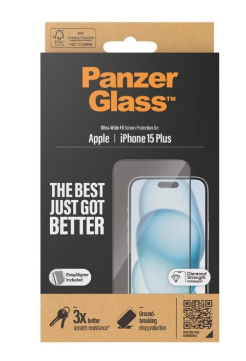 PanzerGlass | Ochraniacz ekranu - szkło | Apple iPhone 15 Plus | Szkło hartowane | Czarny | Przezroczysty PanzerGlass | Ochraniacz ekranu - szkło | Apple iPhone 15 Plus | Szkło hartowane | Czarny | Przezroczysty