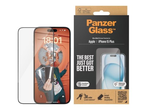 PanzerGlass | Ochraniacz ekranu - szkło | Apple iPhone 15 Plus | Szkło hartowane | Czarny | Przezroczysty PanzerGlass | Ochraniacz ekranu - szkło | Apple iPhone 15 Plus | Szkło hartowane | Czarny | Przezroczysty
