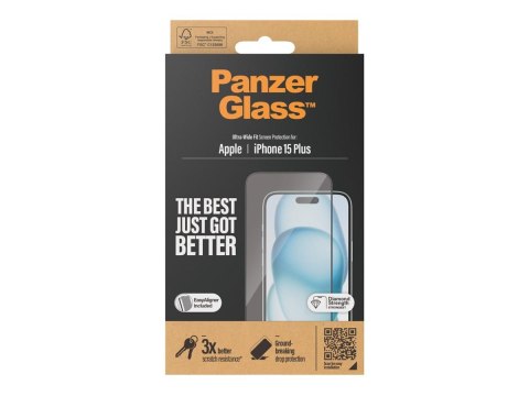 PanzerGlass | Ochraniacz ekranu - szkło | Apple iPhone 15 Plus | Szkło hartowane | Czarny | Przezroczysty PanzerGlass | Ochraniacz ekranu - szkło | Apple iPhone 15 Plus | Szkło hartowane | Czarny | Przezroczysty