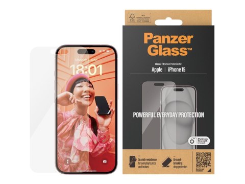 PanzerGlass | Ochraniacz ekranu - szkło | Apple iPhone 15 | Politereftalan etylenu (PET) | Przezroczysty PanzerGlass | Ochraniacz ekranu - szkło | Apple iPhone 15 | Politereftalan etylenu (PET) | Przezroczysty