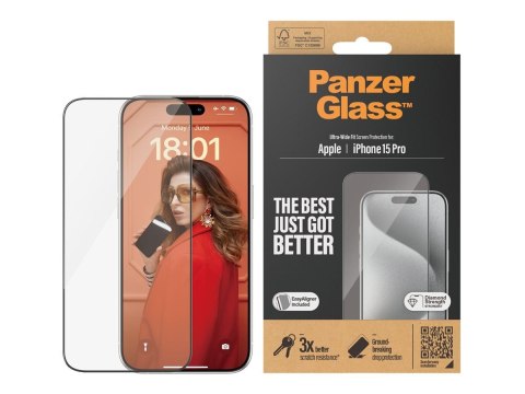 PanzerGlass | Ochraniacz ekranu - szkło | Apple iPhone 15 Pro | Szkło hartowane | Czarny | Przezroczysty PanzerGlass | Ochraniacz ekranu - szkło | Apple iPhone 15 Pro | Szkło hartowane | Czarny | Przezroczysty