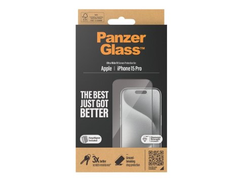 PanzerGlass | Ochraniacz ekranu - szkło | Apple iPhone 15 Pro | Szkło hartowane | Czarny | Przezroczysty PanzerGlass | Ochraniacz ekranu - szkło | Apple iPhone 15 Pro | Szkło hartowane | Czarny | Przezroczysty