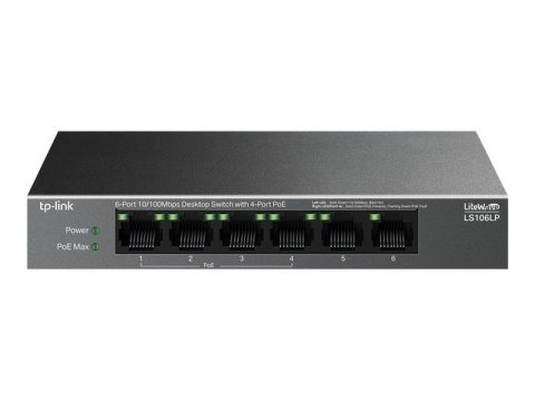 TP-LINK LS106LP 6-Port 10/100 Mbps Desktop Switch with 4-Port PoE TP-LINK LS106LP 6-Port 10/100 Mbps Desktop Switch with 4-Port PoE