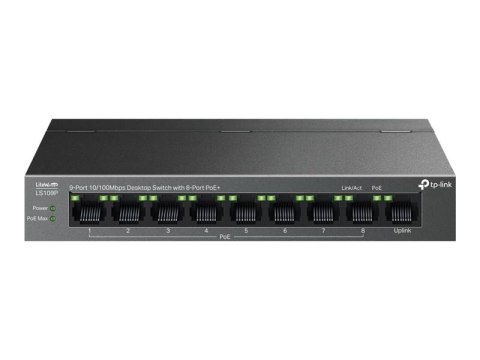 TP-LINK LS109P 9-Port 10/100 Mbps Desktop Switch with 8-Port PoE+ TP-LINK LS109P 9-Port 10/100 Mbps Desktop Switch with 8-Port PoE+