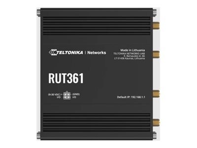Teltonika RUT361 - router bezprzewodowy - WWAN - Wi-Fi - 3G, 4G - do montażu na szynie DIN, do montażu na ścianie, do montażu na Teltonika RUT361 - router bezprzewodowy - WWAN - Wi-Fi - 3G, 4G - do montażu na szynie DIN, do montażu na ścianie, do montażu na