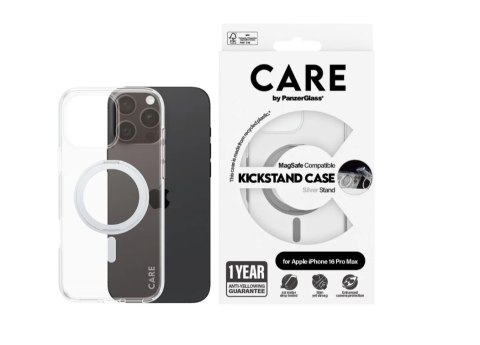 CARE by PanzerGlass Case Feature Silver Kickstand & MagSafe iPhone 16 Pro Max | CARE CARE by PanzerGlass Case Feature Silver Kickstand & MagSafe iPhone 16 Pro Max | CARE