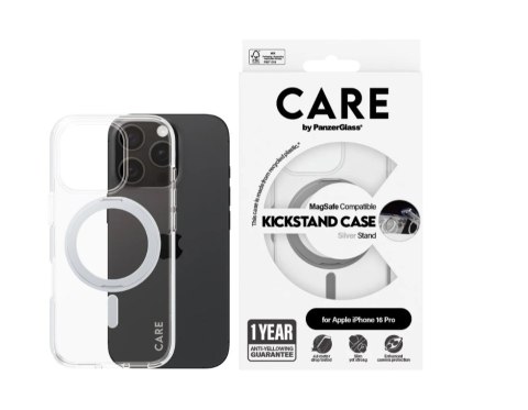 CARE by PanzerGlass Case Feature Silver Kickstand & MagSafe iPhone16 PRO | CARE CARE by PanzerGlass Case Feature Silver Kickstand & MagSafe iPhone16 PRO | CARE