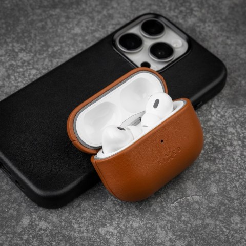 Fixed | Etui na słuchawki douszne z obsługą MagSafe | Apple AirPods Pro 2/Pro 2 (USB-C) | Brązowy | Skóra