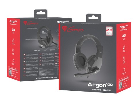 GENESIS ARGON 100 Gaming Headset, On-Ear, Wired, Microphone, Black | Genesis | ARGON 100 | Wired | On-Ear GENESIS ARGON 100 Gaming Headset, On-Ear, Wired, Microphone, Black | Genesis | ARGON 100 | Wired | On-Ear