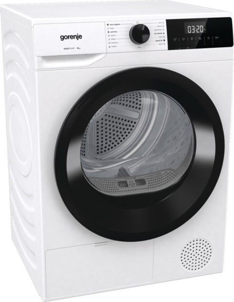 Gorenje Dryer Machine | DHNE82 | Energy efficiency class Class A++ | Front loading | 8 kg | LED | Depth 55 cm | White Gorenje Dryer Machine | DHNE82 | Energy efficiency class Class A++ | Front loading | 8 kg | LED | Depth 55 cm | White