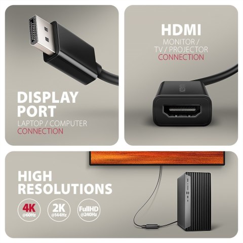 AXAGON RVD-HI20N Adapter DisplayPort -> HDMI 2.0b, 4K/60Hz AXAGON RVD-HI20N Adapter DisplayPort -> HDMI 2.0b, 4K/60Hz