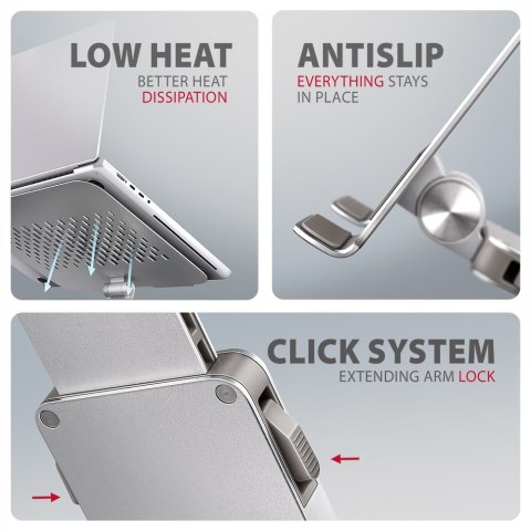 AXAGON STND-LR Obrotowa podstawka aluminiowa do laptopów 10" - 17", regulowana wysokość i kąt nachylenia | AXAGON AXAGON STND-LR Obrotowa podstawka aluminiowa do laptopów 10" - 17", regulowana wysokość i kąt nachylenia | AXAGON