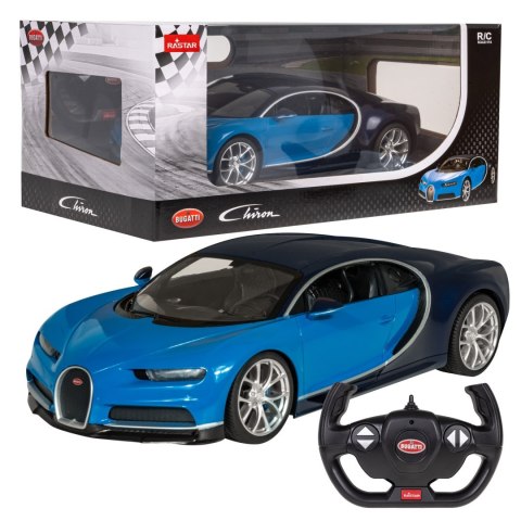 Bugatti Chiron niebieski RASTAR model 1:14 Zdalnie sterowane auto + Światła LED + Pilot 2,4 GHz Bugatti Chiron niebieski RASTAR model 1:14 Zdalnie sterowane auto + Światła LED + Pilot 2,4 GHz