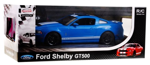 Ford Shelby Mustang GT500 niebieski RASTAR model 1:14 Zdalnie sterowane auto + pilot Ford Shelby Mustang GT500 niebieski RASTAR model 1:14 Zdalnie sterowane auto + pilot