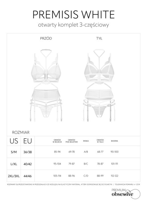 Komplet 3-częściowy Premisis White L/XL Obsessive Premium Komplet 3-częściowy Premisis White L/XL Obsessive Premium