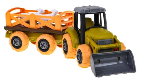 Rozkręcany traktor z łyżką i przyczepą + śrubokręt + owieczki Zabawka dla dzieci 3+ Rozkręcany traktor z łyżką i przyczepą + śrubokręt + owieczki Zabawka dla dzieci 3+