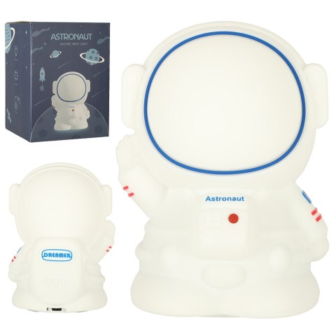 Lampka nocna dla dzieci silikonowa 8 LED USB biała astronauta Lampka nocna dla dzieci silikonowa 8 LED USB biała astronauta
