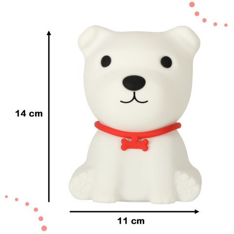 Lampka nocna dla dzieci silikonowa 8 LED USB biała piesek Lampka nocna dla dzieci silikonowa 8 LED USB biała piesek