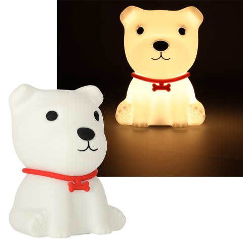 Lampka nocna dla dzieci silikonowa 8 LED USB biała piesek Lampka nocna dla dzieci silikonowa 8 LED USB biała piesek
