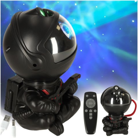 Lampka nocna dla dzieci projektor gwiazd astronauta z gitarą na pilot czarna Lampka nocna dla dzieci projektor gwiazd astronauta z gitarą na pilot czarna