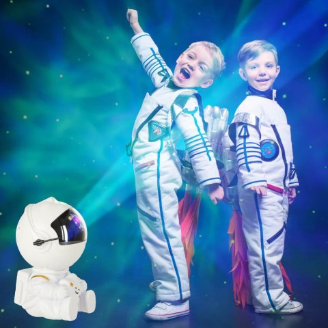 Lampka nocna dla dzieci projektor gwiazd astronauta z gwiazdką na pilot biała Lampka nocna dla dzieci projektor gwiazd astronauta z gwiazdką na pilot biała